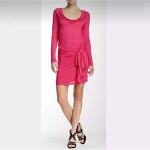 NWT $395 HAUTE HIPPIE Women’s Classic Pink Tie Belted Super Soft Dress S.